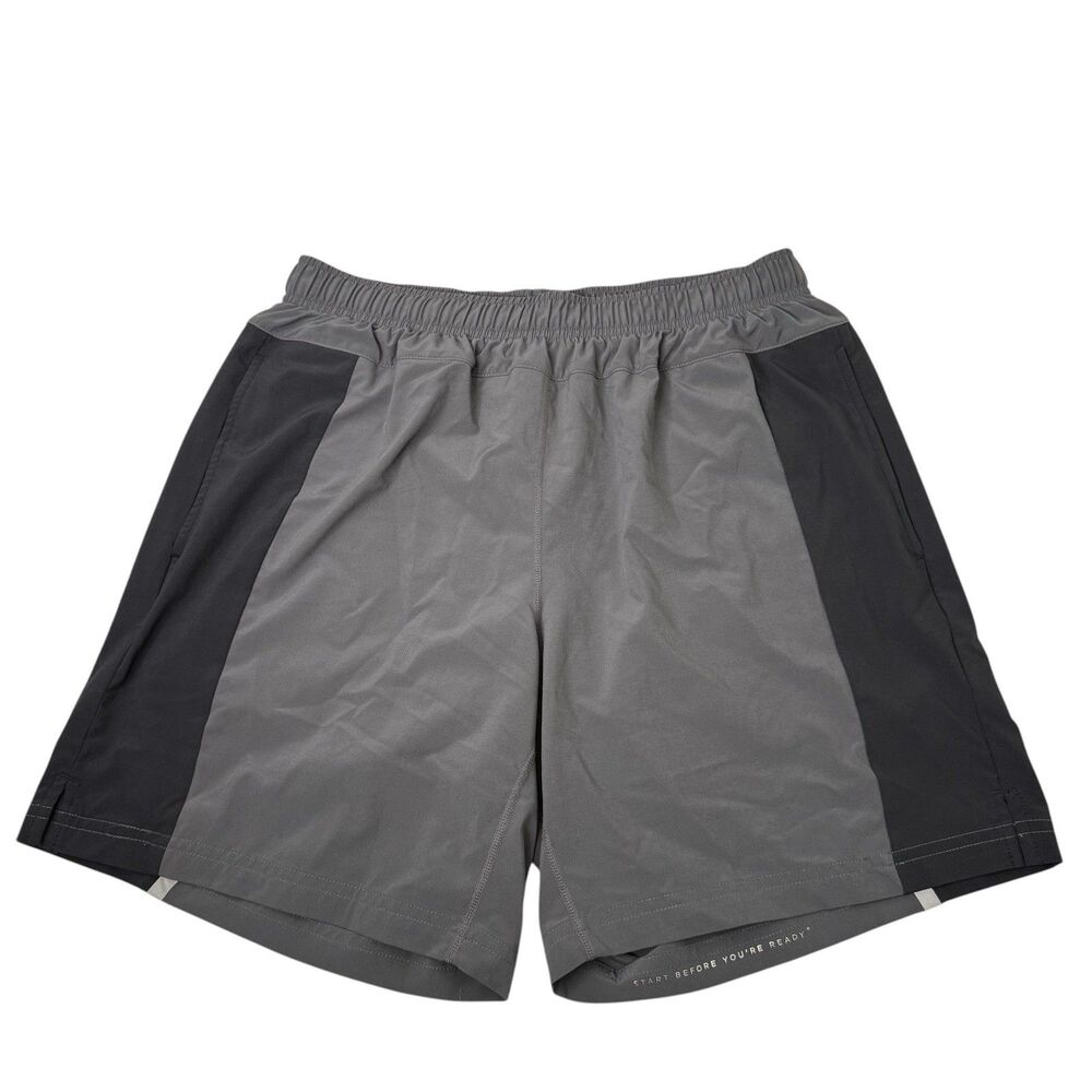 Four Laps Bolt 7” Shorts Mens M Gray Lined Active Gym Athletic Stretch Running